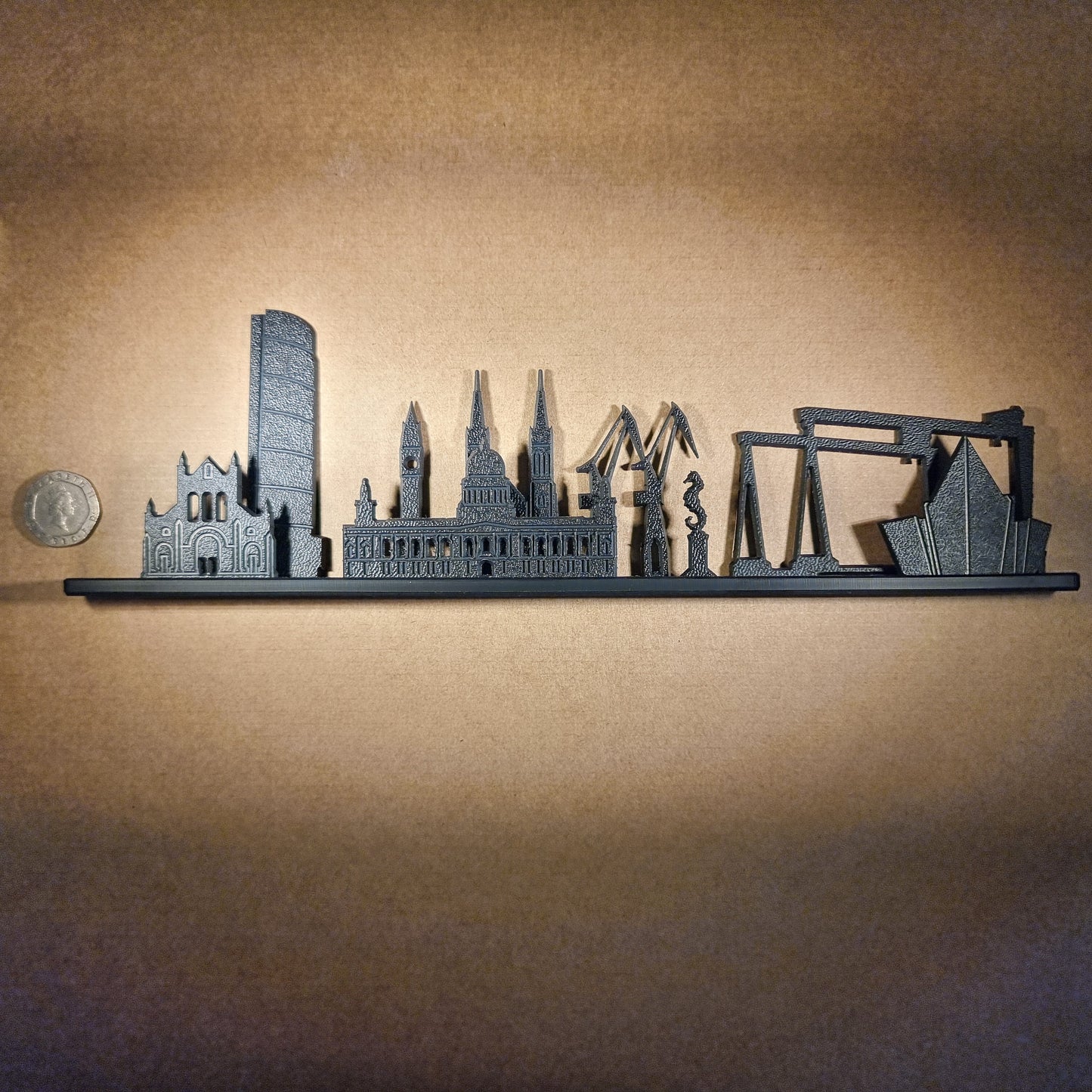 Belfast skyline ornament made from recycled plastic
