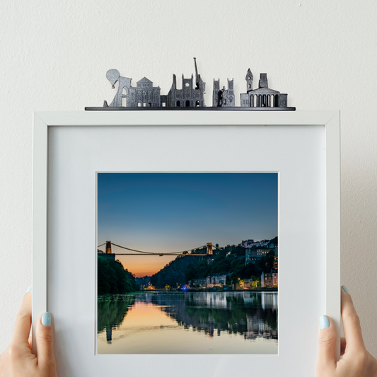 Bristol skyline ornament made from recycled plastic on picture frame